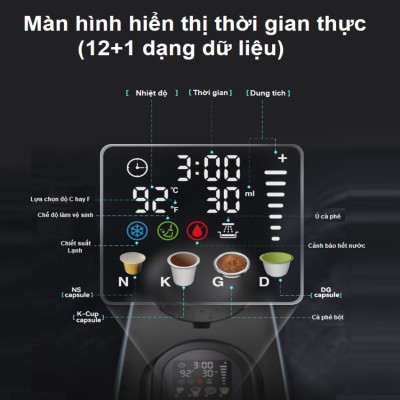 Máy pha cà phê 4 trong 1, Espresso, Viên Nén Nespresso, Nescafe Dolcegusto, Kcup thương hiệu Mỹ cao cấp HiBREW H6 - Hàng Nhập Khẩu
