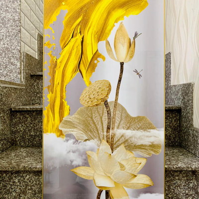 TRANH TRÁNG GƯƠNG - TRANH TREO PHÒNG KHÁCH - TRANH PHÒNG NGỦ - TRANH TRÁNG GƯƠNG HOA SEN(TẶNG KÈM ĐINH 3 CHÂN)