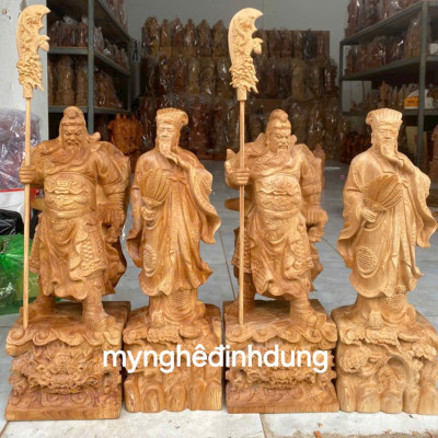 Cặp tượng quan văn quan võ bằng gỗ ngọc Am thơm nức cao 50cm 