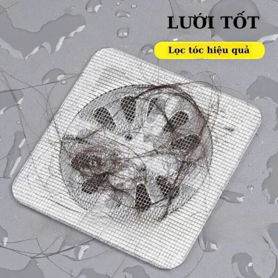 Set 10 Miếng Dán Lưới Lọc Rác Tự Dính, Chặn Rác Cống Thoát Sàn Nhà Tắm, Bồn Rửa 10x10cm - HÀNG CHÍNH HÃNG MINIIN