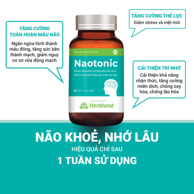 Viên bổ não NAOTONIC Hỗ trợ hoạt huyết, Tăng tuần hoàn não (Hộp/30 viên)