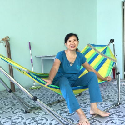 Bộ võng xếp BAN MAI: Khung Inox VIP và  Lưới thép số 9, dày mẫu 3, thép 60, sọc vàng