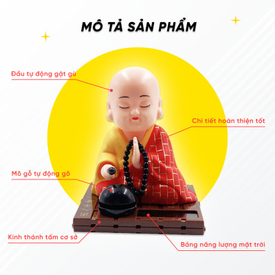 Tượng Sư Thầy Gõ Mõ Gật Đầu Trang Trí Phong Thủy | Tượng Trang Trí Nhà Cửa, Bàn Làm Việc, Taplo Xe Ô Tô Cầu Bình An, Hạnh Phúc, Mọi Điều May Mắn