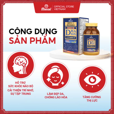 Hộp Viên Uống Bổ Xung DHA + EPA + Vitamin E Mamori Giúp Tăng Cường Trí Nhớ Tăng cường Thị Lực và Sức Khỏe Tim Mạch (455 mg x 60 viên)