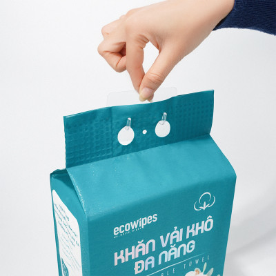 TẶNG MÓC TREO_Khăn vải rút khô đa năng EcoWipes 500Gr túi rút treo tường lau mặt tẩy trang