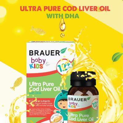 DHA dầu cá tuyết tinh khiết cho trẻ sơ sinh, trẻ nhỏ Brauer DHA Úc giúp phát triển trí não, tăng khả năng tập trung, cải thiện thị lực-OZ Slim Store