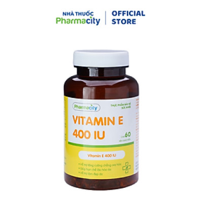 Viên hỗ trợ làm đẹp da và chống oxy hóa Pharmacity Vitamin E 400IU (Chai 60 viên)