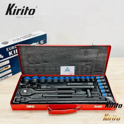 Bộ tuýp khẩu 24 món chất liệu thép CRV nhuộm đen chống gỉ cao cấp 1/2 (10-32mm) Kirito phân phối