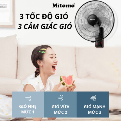 Quạt treo tường Mitomo FTT-60 hàng chính hãng, có điều khiển tử xa, động siêu xịn bảo hành 24 tháng