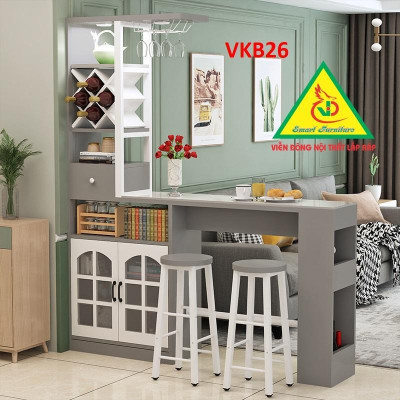 Quầy bar mini, quầy bar nhà bếp kết hợp tủ rượu VKB26 ( không kèm ghế) - Nội thất lắp ráp Viendong Adv