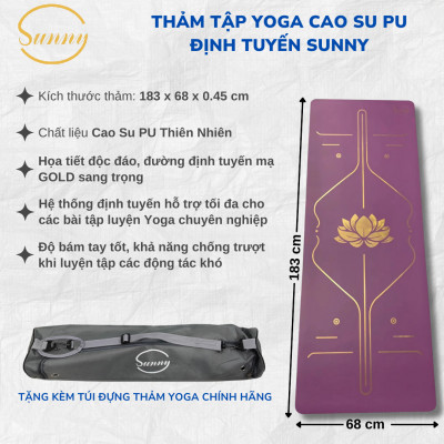 Thảm Yoga Chống Trượt Cao Su PU Định Tuyến SUNNY Tặng Kèm Túi Đựng - Thảm Tập Yoga Siêu Bám Tay