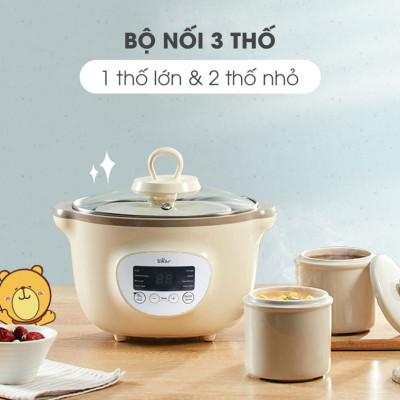 Nồi Chưng Cất Yến, Tiềm Thuốc Bắc BEAR SUBE002 Dung Tích 1.6 Lít Công Suất 200 W - Hàng Chính Hãng