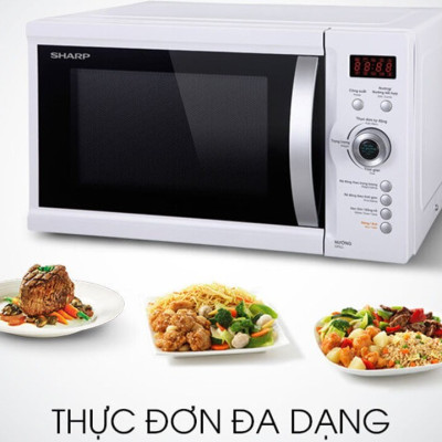 Lò Vi Sóng Có Nướng Điện Tử Sharp R-G371VN-W - 23 Lít - Hàng chính hãng