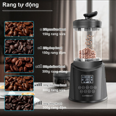 Máy rang hạt cà phê công nghệ gia nhiệt không khí chuyên nghiệp. Thương hiệu Mỹ cao cấp Cafemasy SCR-306. Hàng chính hãng