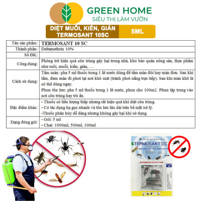 Thuốc Diệt Muỗi GreenHome, TERMOSANT 10SC, Gói 5ml, Chính Hãng, Hiệu Quả Nhanh, An Toàn Khi Sử Dụng