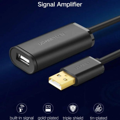 Ugreen UG10325US121TK 25M màu Đen Cáp tín hiệu nối dài USB 2.0 có chip khuếch đại cao cấp - HÀNG CHÍNH HÃNG