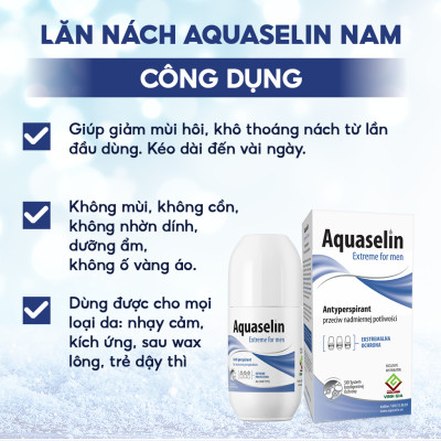 Combo 2 Hộp Lăn Khử Mùi AQUASELIN Extreme For Men Không Gây Ố Vàng Áo, Giảm Mồ Hôi Hiệu Quả Hộp 50ml