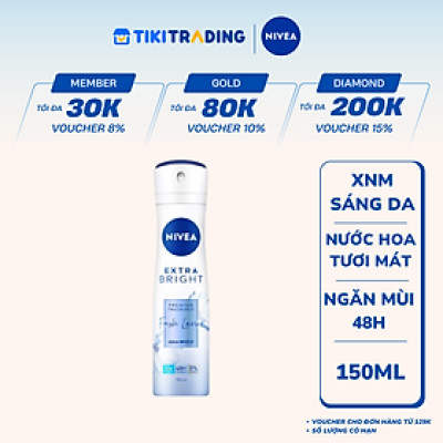 XỊT NGĂN MÙI NIVEA DƯỠNG SÁNG HƯƠNG NƯỚC HOA TƯƠI MÁT 150ML