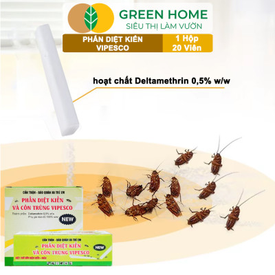 Phấn Diệt Kiến Và Côn Trùng Vipesco, GreenHome, 1 Hộp 20 Viên, Diệt Trừ Kiến, Gián, Rận, Côn Trùng