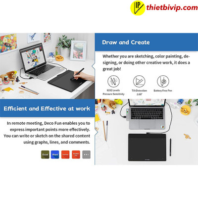 Bảng Vẽ Điện Tử XP-Pen Deco Fun L 10X6 inch Android Hỗ Trợ Cảm ứng Nghiêng kèm Bút Vẽ Không Sạc P01 - Hàng Chính Hãng