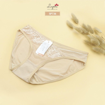 Quần Lót Nữ Ren Họa Tiết Nổi Phối Lưới Cạp Vừa LUPERI LU3QL736 Dáng Bikini Mềm Mịn Co Giãn Không Lằn Mông Khử Mùi