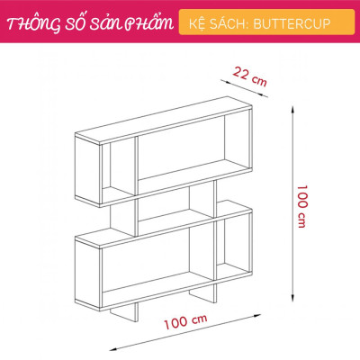 Giá sách gia đình thiết kế đẹp SMLIFE Buttercup