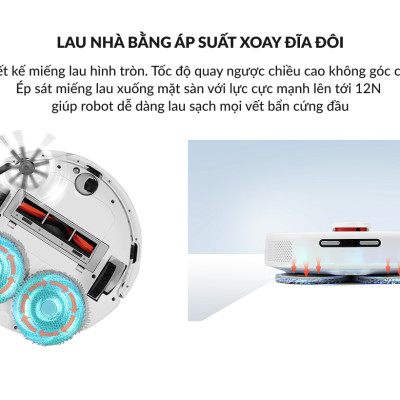 Robot hút bụi lau nhà tự động thông minh Lydsto W3 lức hút 5000Pa diện tích hoạt động 200m2 - Hàng chính hãng