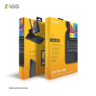 Ốp lưng kèm bàn phím ZAGG Pro Keys TrackPad dành cho iPad 12.9 Pro GEN 3/ 4/ 5 & 6 - Hàng chính hãng