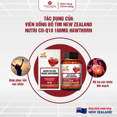 Bộ Sản Phẩm Bổ Tim, Bổ Xương Khớp New Zealand: Bổ Tim Nutri Co Q10 160g Hawthorn -30 Viên; Go Glucosamine 1-A-Day 1500mg