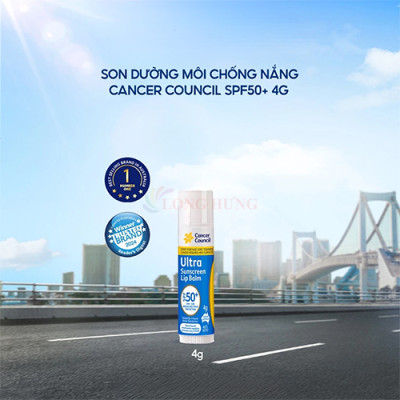Son dưỡng môi chống nắng Cancer Council Ultra Sunscreen Lip Balm SPF50+ (4g) - Hàng chính hãng