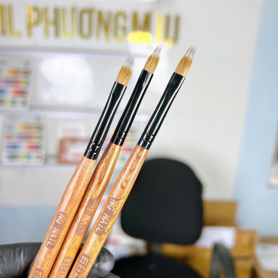 Cọ Ombre Cán Gỗ Cao Cấp NQ NAIL Lông Thưa Mềm Mại Làm Nail Dễ Tán Màu Siêu Đẹp, Dặm Sơn Gel, Loang Gel Màu Dễ Dàng Nữ Women