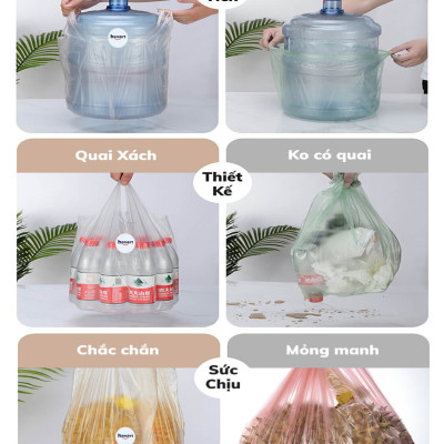 100 Túi Đựng Rác Văn Phòng Nylon Đen 5 Cuộn 150gr Túi Đựng Rác Tự Hủy Sinh Học 45x50CM Siêu Dai