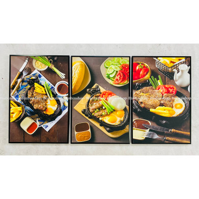 Tranh treo tường tranh trang trí decor quán bò né có khung tặng kèm đinh treo