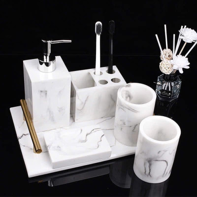 Set nhà tắm vân đá Marble hình vuông- vân đá cẩm thạch Hàng chính hãng