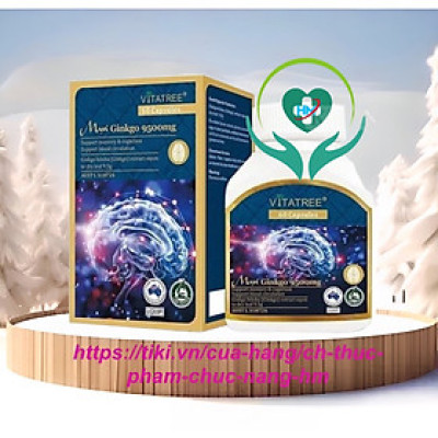 Viên uống bổ não Vitatree Mari Ginkgo 9500mg, nhập khẩu Úc, lọ 60 viên, tăng cường tuần hoàn não