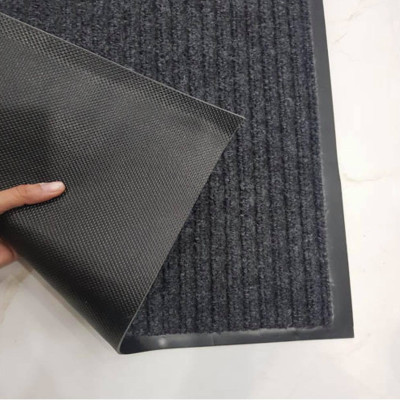 Thảm chùi chân dành cho gia đình nhà hàng khách sạn đế cao su chống trượt mặt thảm sợi len tổng hợp dạng sọc Stripmate Màu Xám đen & đổ đun