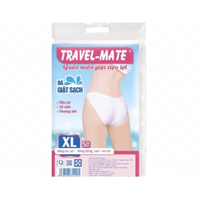 Combo Bao Quần Lót Miễn Giặt Tiện Lợi TRAVEL-MATE Nữ, 5 Cái/Bao Size M: Vòng mông: 84 - 94 cm
