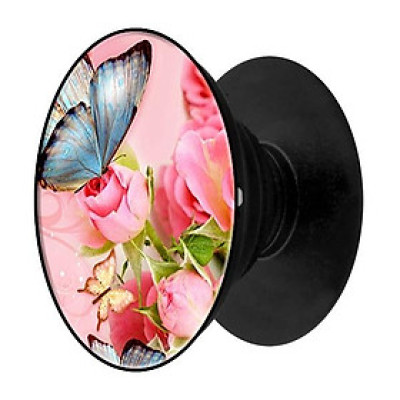 Popsocket in hình dành cho điện thoại mẫu Bướm Xanh Và Hoa Hồng