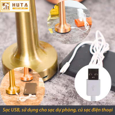 Đèn Bàn Led Quầy Bar HUTA RESTA Cảm Ứng Pin Sạc Điều Chỉnh Ánh Sáng Trang Trí Nhà Hàng Quán Cà Phê Lounge Sự Kiện
