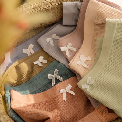 Combo 5 quần lót nữ cotton cạp đính nơ co giãn 4 chiều form to rộng 45 - 65kg - TADA