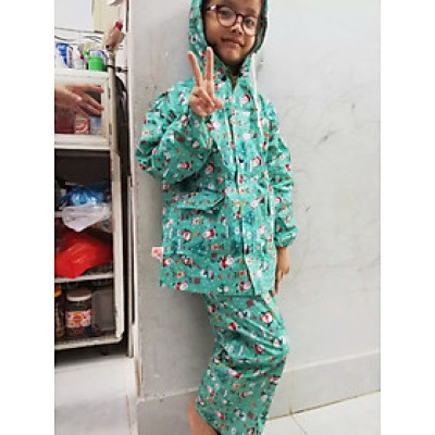 Quần áo mưa trẻ em từ 6 - 8 tuổi họa tiết hoạt hình , xinh xắn  , vải dù chống thấm , có túi đựng dễ thương , giao màu ngẫu nhiên