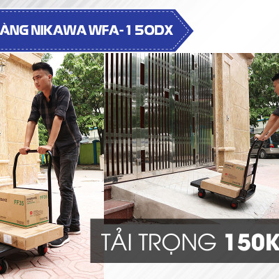 Xe Đẩy Hàng 4 Bánh Sàn Nhựa Không Võng Gấp Gọn Nikawa WFA-150DX Chống Ồn, tải trọng 150kg