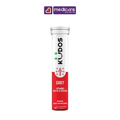 Viên sủi KUDOS Daily Vitamin Biotin & Ginseng Hương Cam Tuýp 20 viên