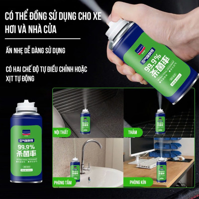 Chai Xịt Khử Mùi Khử Khuẩn KC 99,98% - Nội Thất Điều Hòa Ô Tô, Phòng Ngủ Tự Động Hàng Cao Cấp