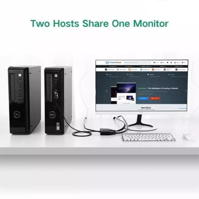 Ugreen UG30711MM126TK 1M 2 in 1 out màu Đen Bộ switch Chuyển Mạch VGA 2 cổng Cao Cấp - HÀNG CHÍNH HÃNG