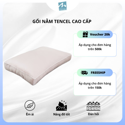 Combo Ruột Gối và Vỏ Gối nằm lụa Tencel cao cấp MYM size 40x60x7cm màu trơn Hỗ trợ giấc ngủ tự nhiên