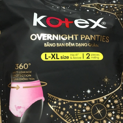 Combo 4 Gói Băng Vệ Sinh Kotex đêm dạng quần vừa vặn chống tràn 360 size  L-XL (2 miếng/gói)-HSD luôn mới