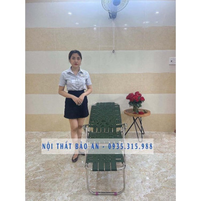 Ghế bố xếp khung inox dây dù cao cấp BẢO AN - giao hàng nhanh HCM