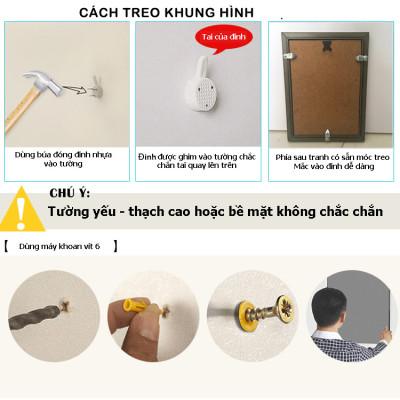 Bộ Khung Hình Phong Cách Scandinavia Bắc Âu Treo Cầu Thang Đẹp Tặng Kèm bộ ảnh như hình mẫu, đinh treo tranh và sơ đồ treo - PGC239