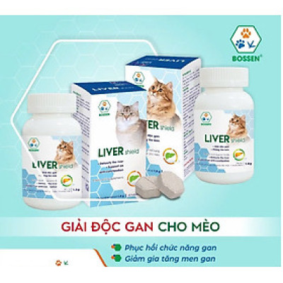 BOSSEN - LIVER shield (cats) Hỗ Trợ giải độc cho Mèo và Phòng Táo Bón - Hộp 30 viên